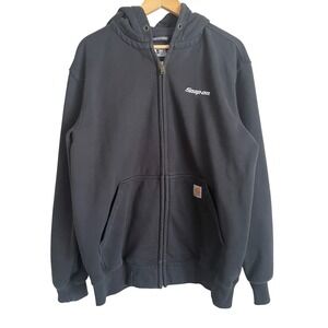 Carhartt Rain Defender Loose Fit Full Zip Hoodie Large Black Heavyweight Thermal